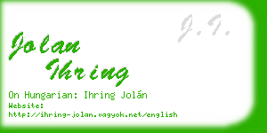 jolan ihring business card
